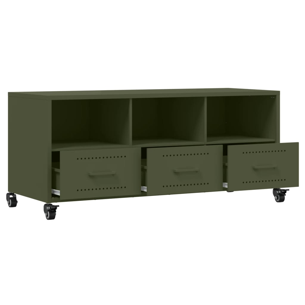 Móvel de TV 100,5x39x43,5 cm aço verde-azeitona