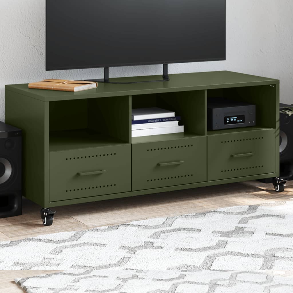 Móvel de TV 100,5x39x43,5 cm aço verde-azeitona