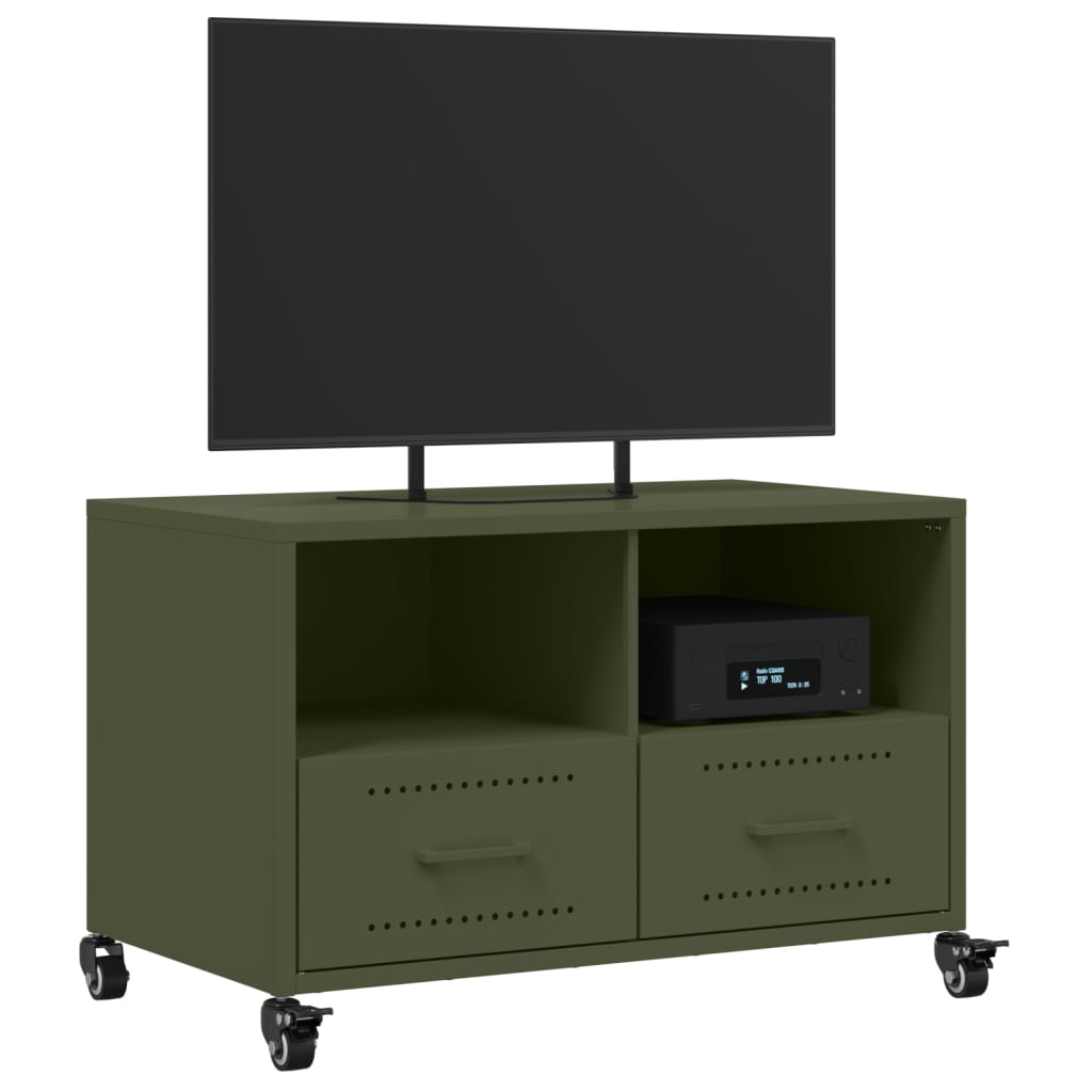 Móvel de TV 68x39x43,5 cm aço verde azeitona