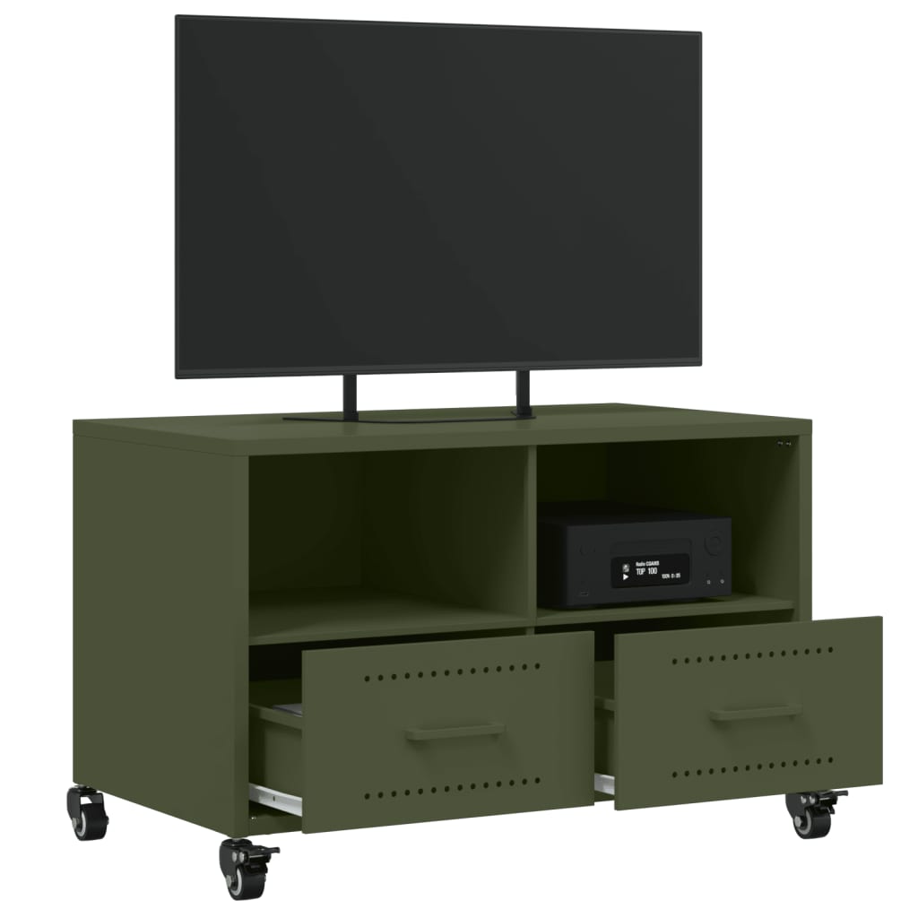 Móvel de TV 68x39x43,5 cm aço verde azeitona