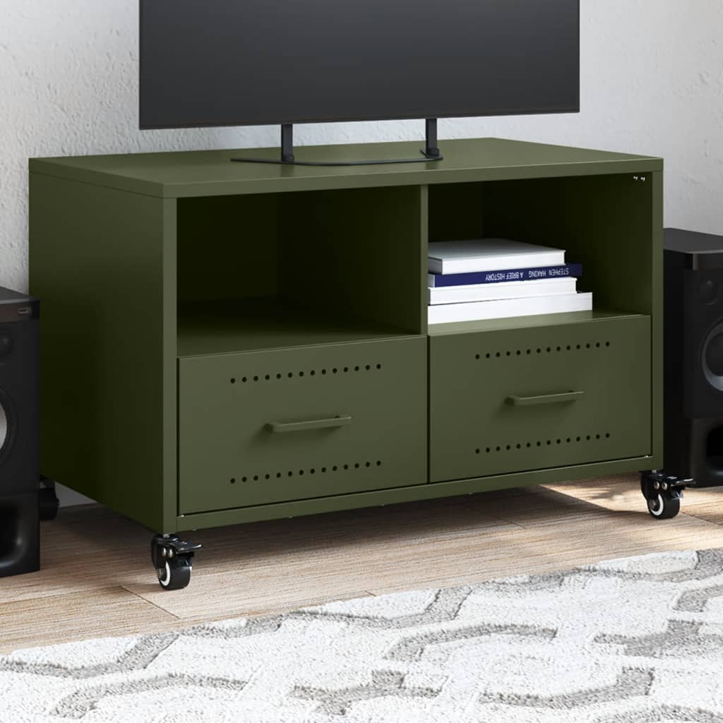 Móvel de TV 68x39x43,5 cm aço verde azeitona