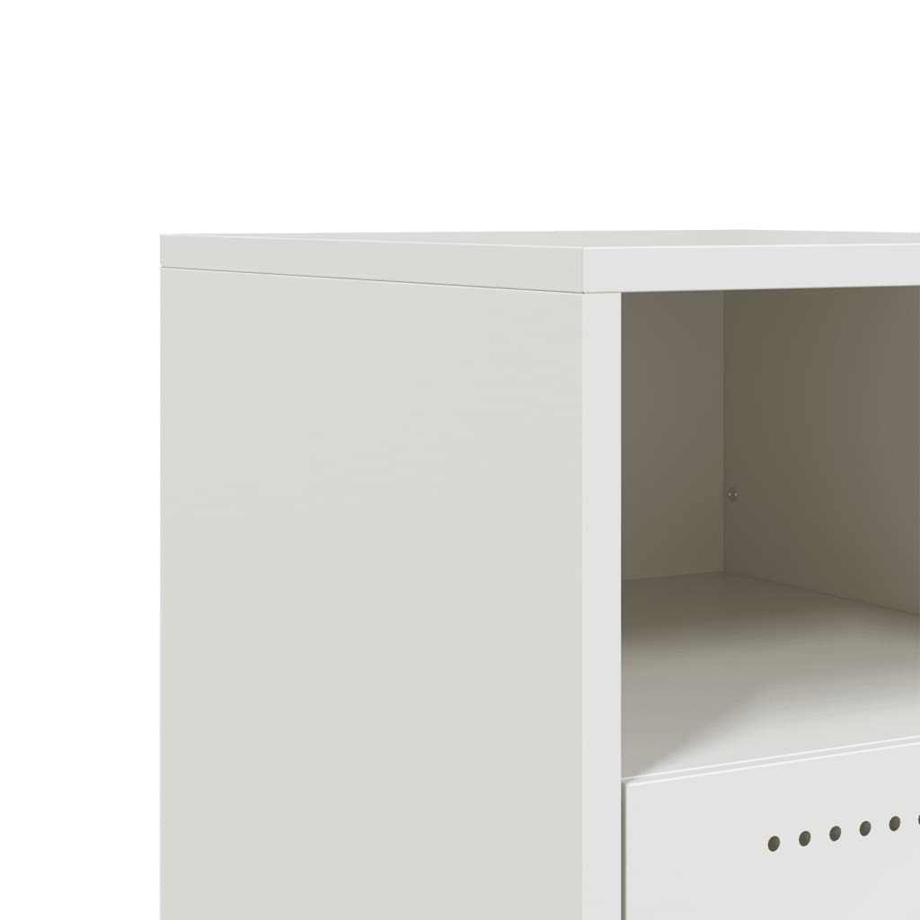 Mesas de cabeceira 2 pcs 36x39x43,5 cm aço branco