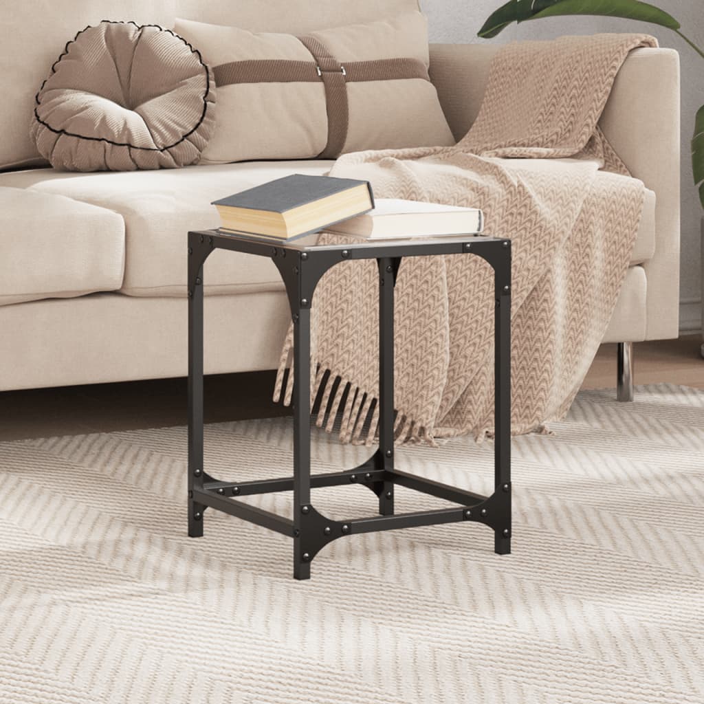 Mesa de centro c/ topo em vidro transparente 30x30x40 cm aço