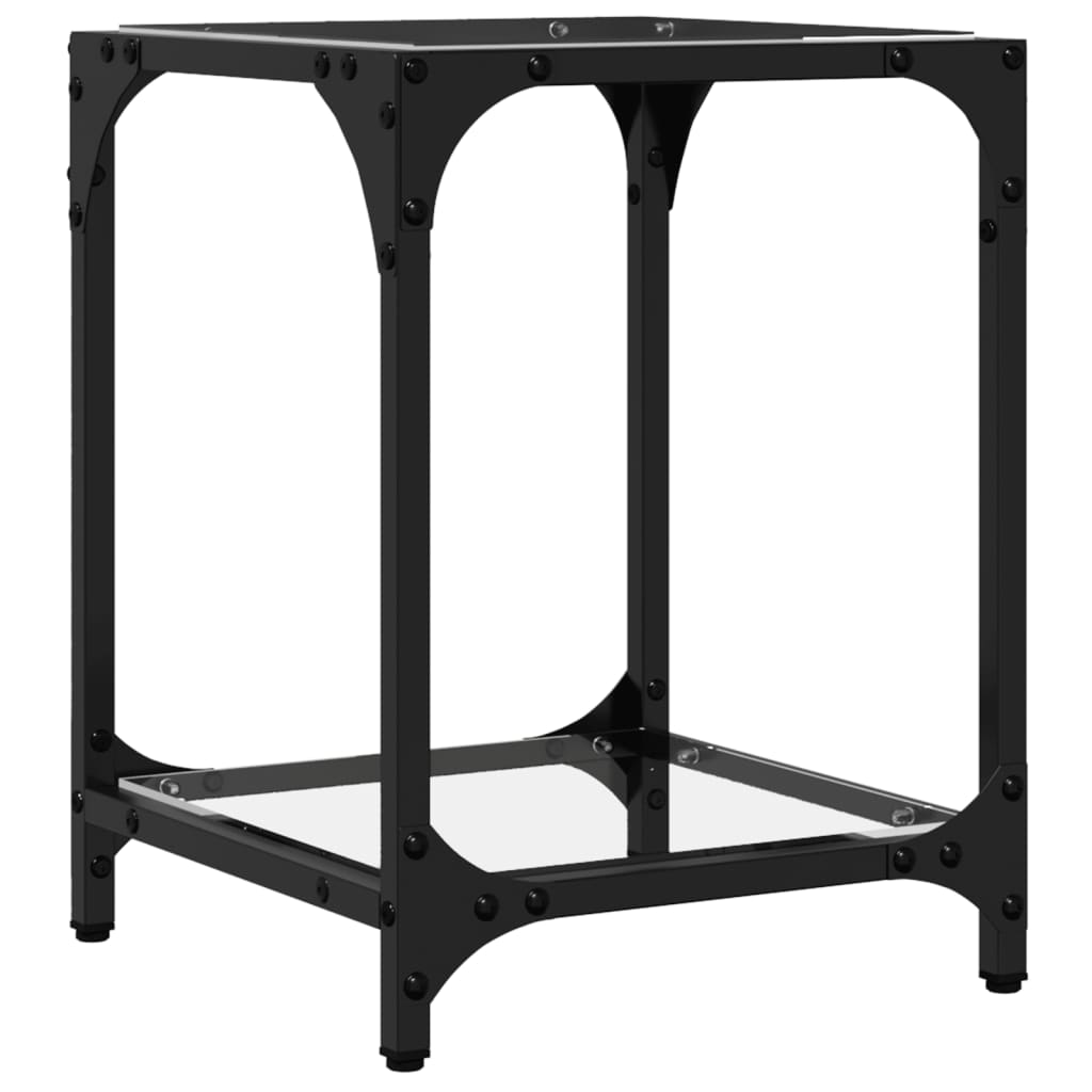 Mesa de centro c/ topo em vidro transparente 30x30x40 cm aço