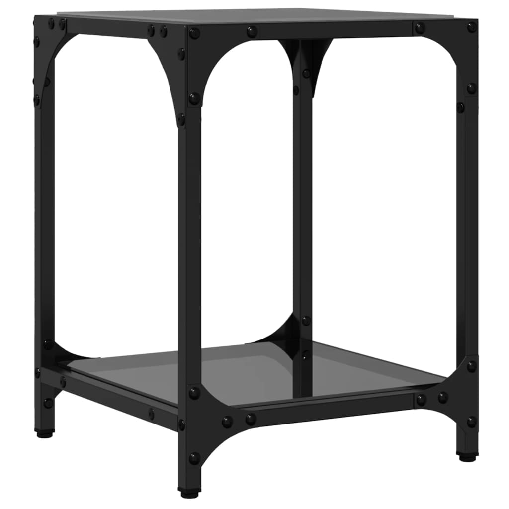 Mesas de centro c/ topo em vidro preto 2 pcs 30x30x40 cm aço