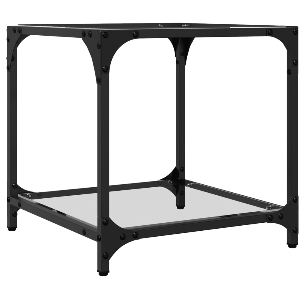 Mesa de centro c/ topo em vidro transparente 40x40x40 cm aço
