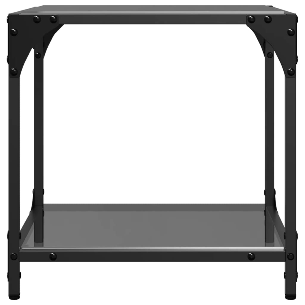 Mesa de centro com topo em vidro preto 40x40x40 cm aço