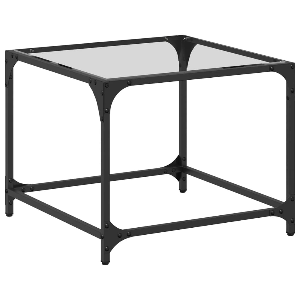 Mesa de centro c/ topo em vidro transparente 50x50x40 cm aço