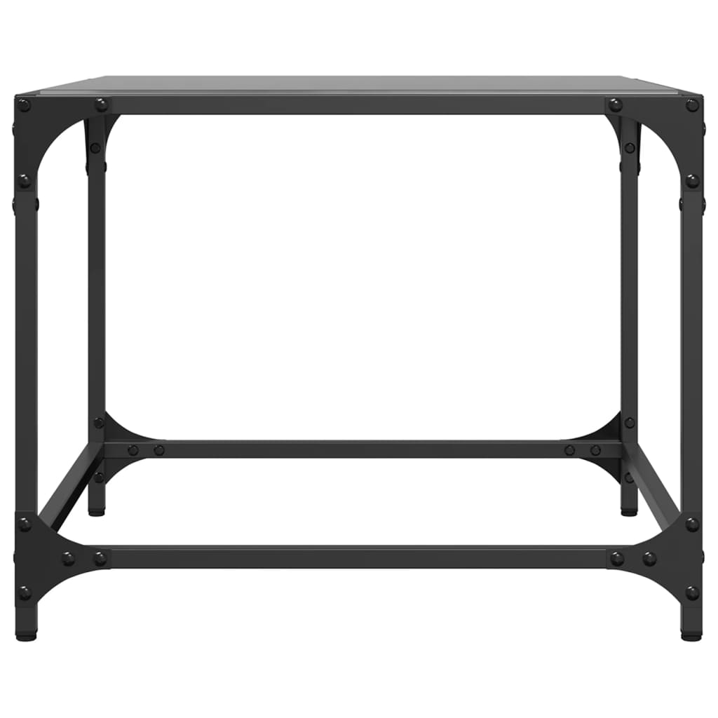 Mesa de centro com topo em vidro preto 50x50x40 cm aço