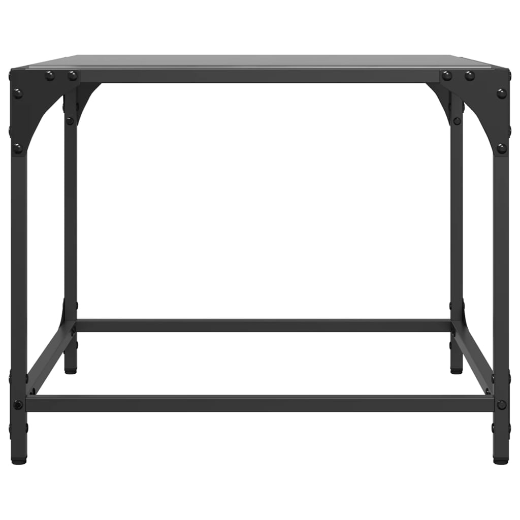 Mesa de centro com topo em vidro preto 50x50x40 cm aço