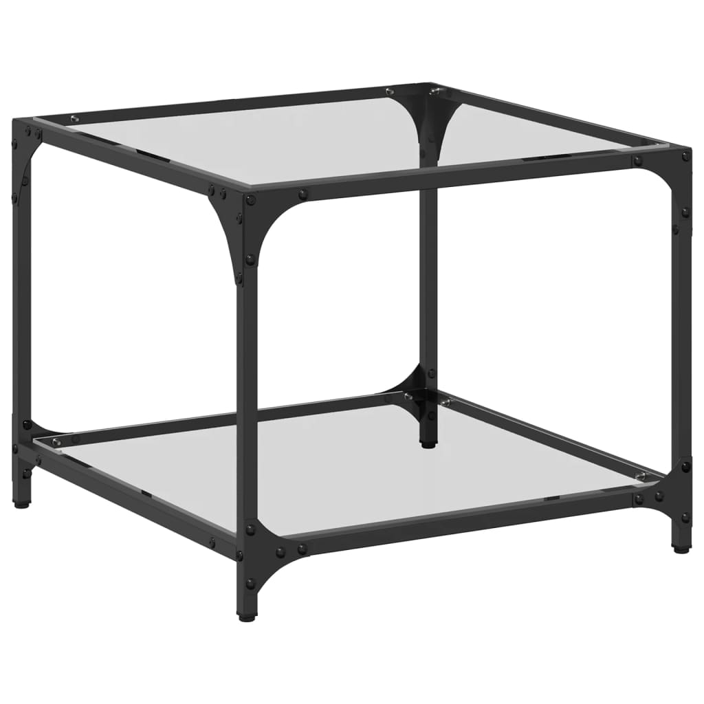 Mesa de centro c/ topo em vidro transparente 50x50x40 cm aço
