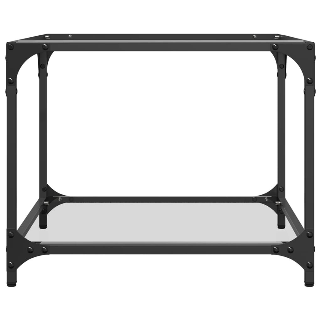 Mesa de centro c/ topo em vidro transparente 50x50x40 cm aço