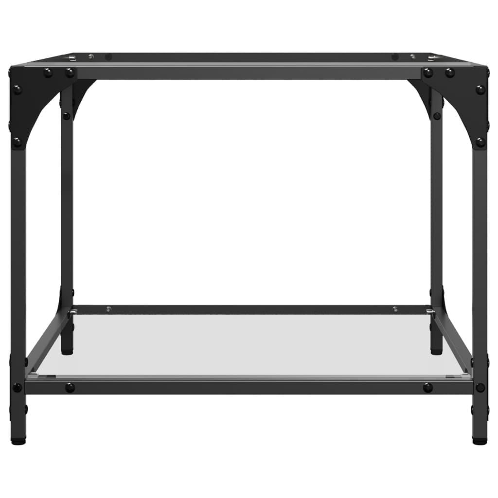 Mesas de centro c/ topo vidro transparente 2 pcs 50x50x40cm aço