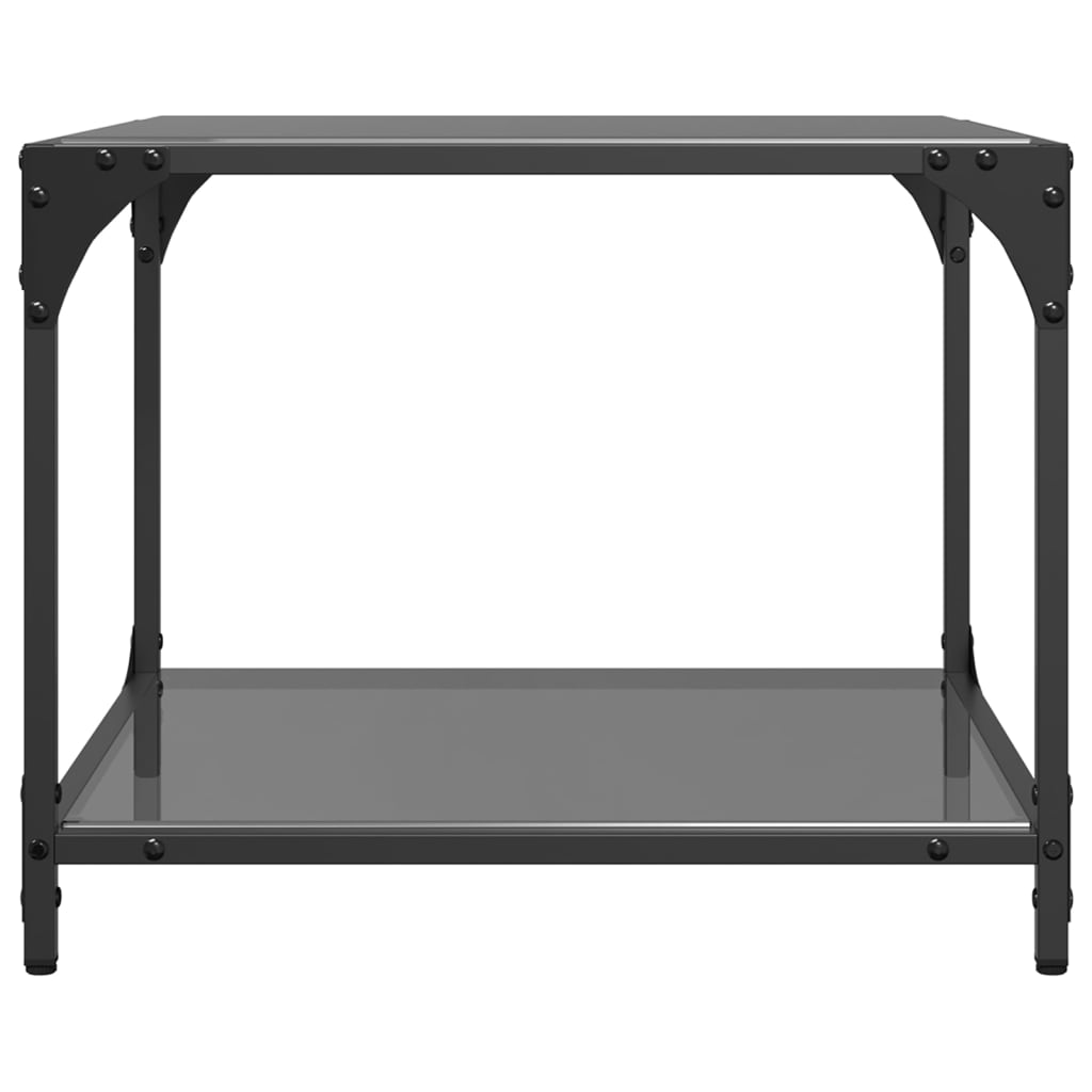 Mesa de centro com topo em vidro preto 50x50x40 cm aço