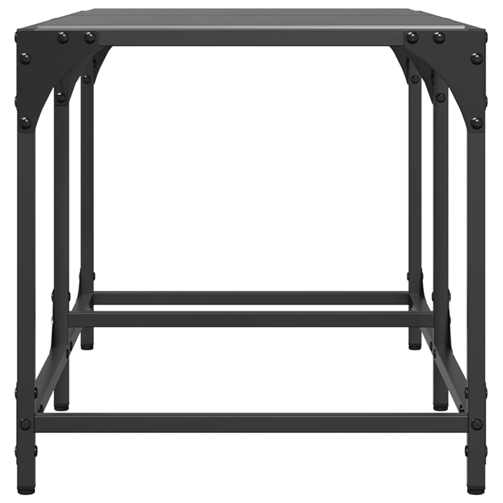 Mesa de centro com topo em vidro preto 78,5x40x40 cm aço