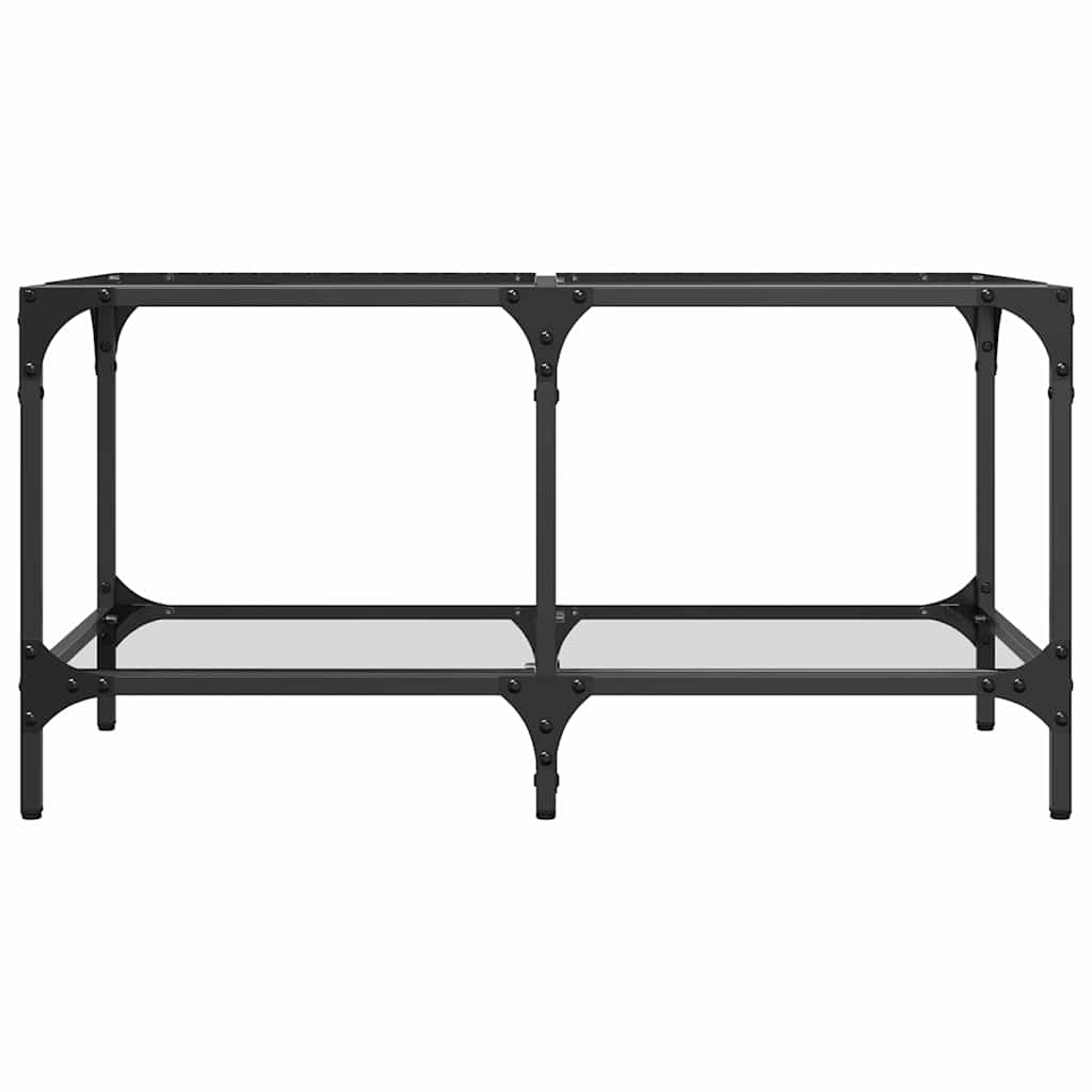 Mesa de centro c/ topo em vidro transparente 78,5x40x40 cm aço