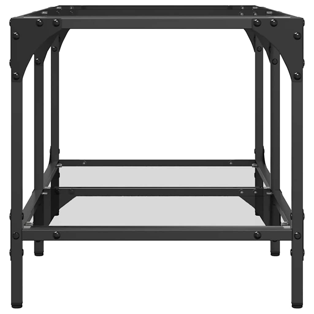 Mesa de centro c/ topo em vidro transparente 78,5x40x40 cm aço