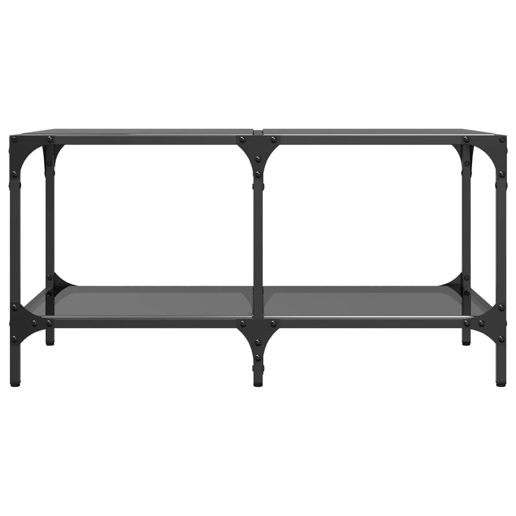 Mesa de centro com topo em vidro preto 78,5x40x40 cm aço