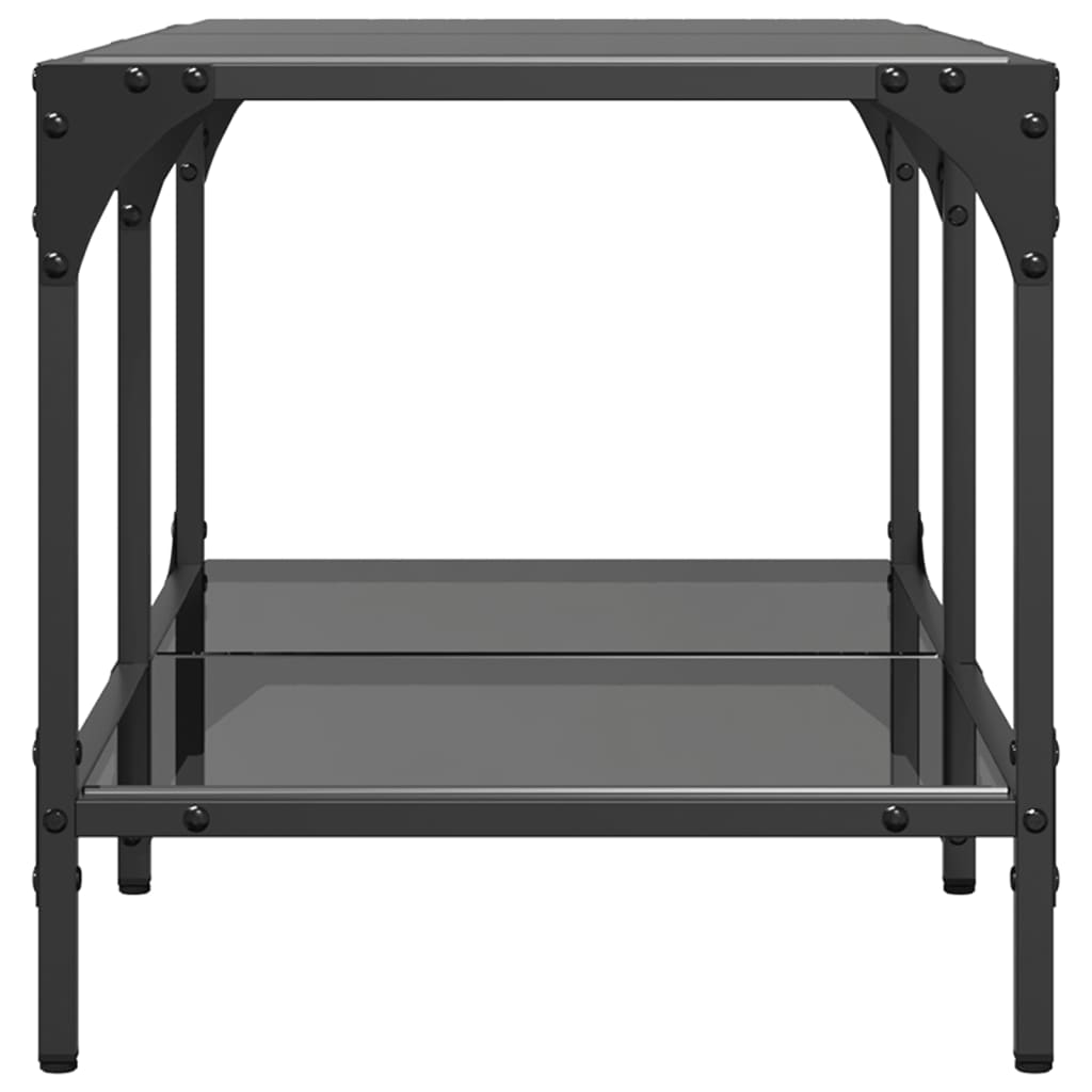 Mesa de centro com topo em vidro preto 78,5x40x40 cm aço
