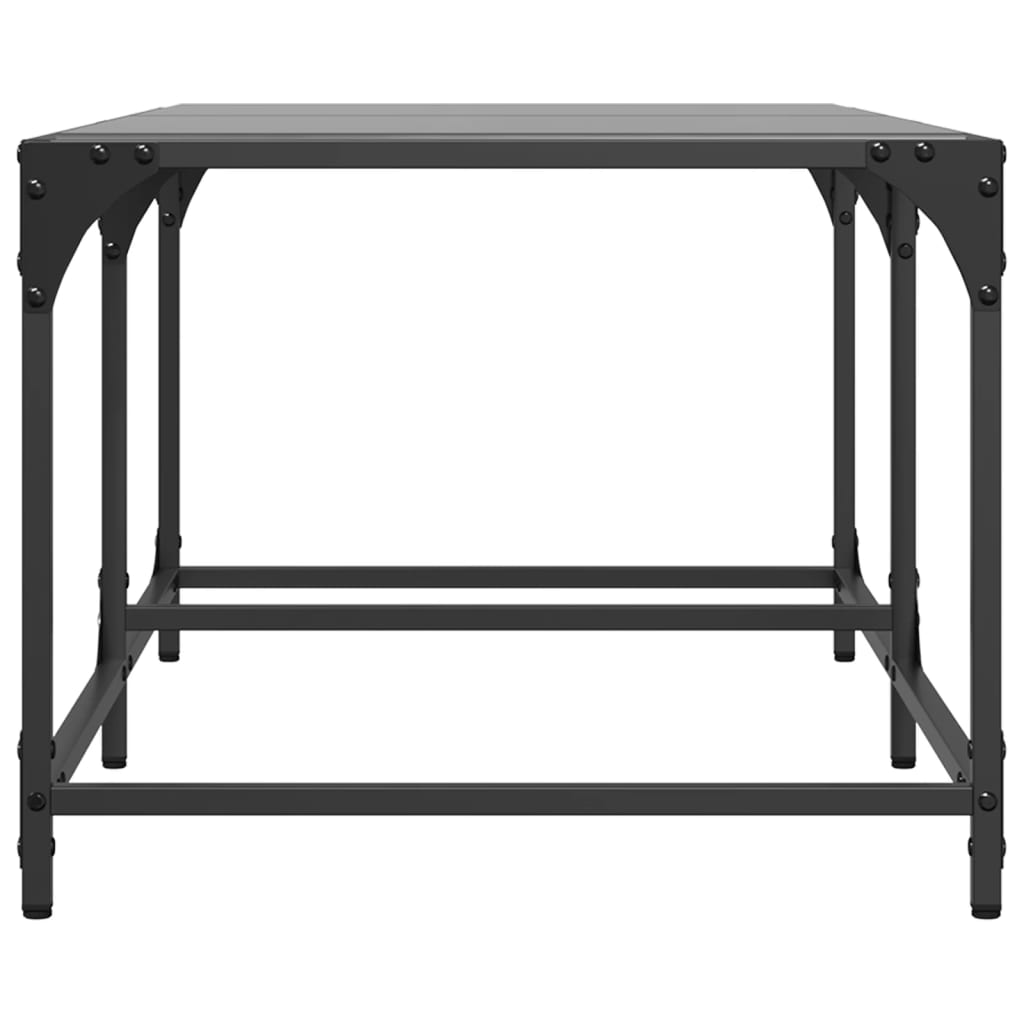 Mesa de centro com topo em vidro preto 98,5x50x40 cm aço