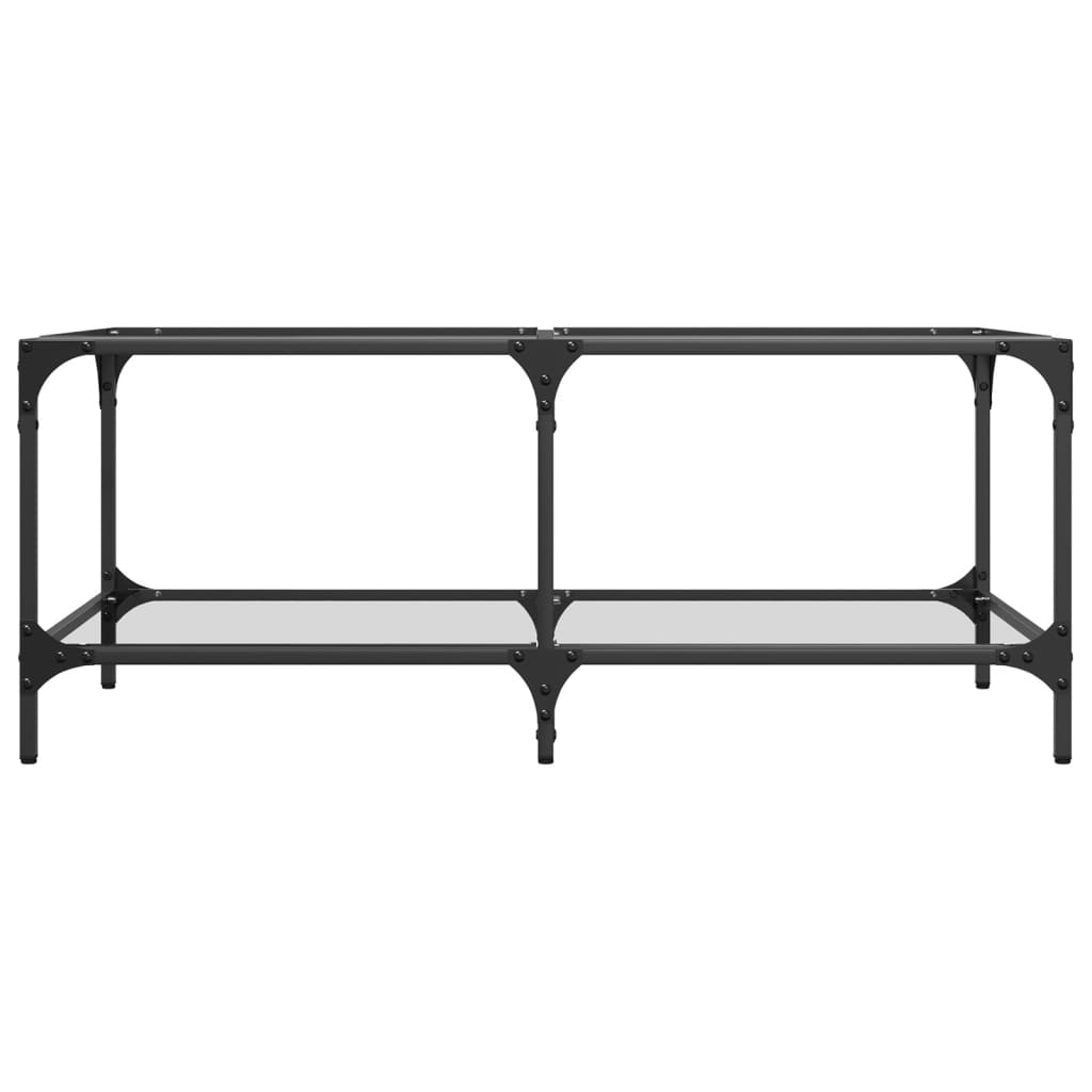 Mesa de centro c/ topo em vidro transparente 98,5x50x40 cm aço