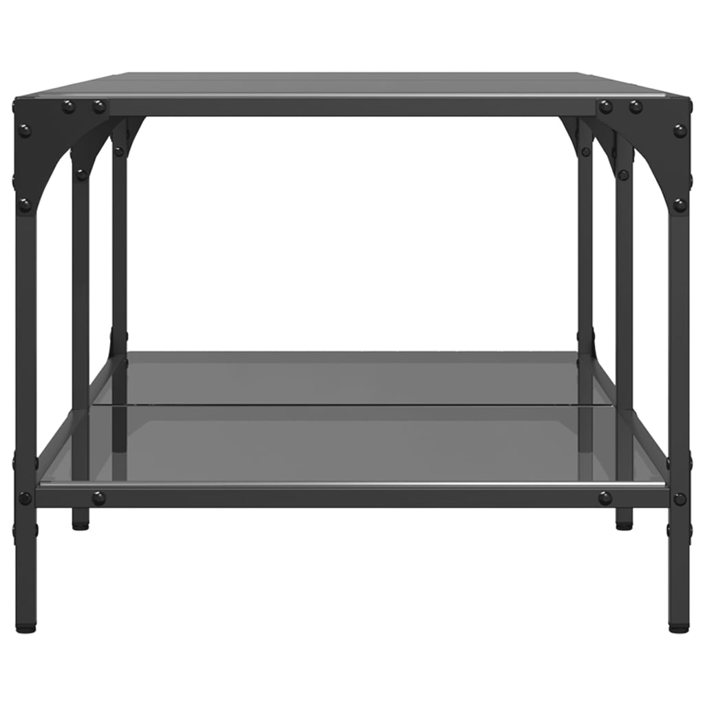 Mesa de centro com topo em vidro preto 98,5x50x40 cm aço