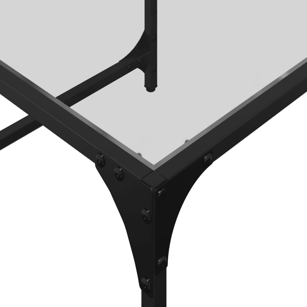 Mesas de centro encastrar 2 pcs c/ tampo vidro transparente aço