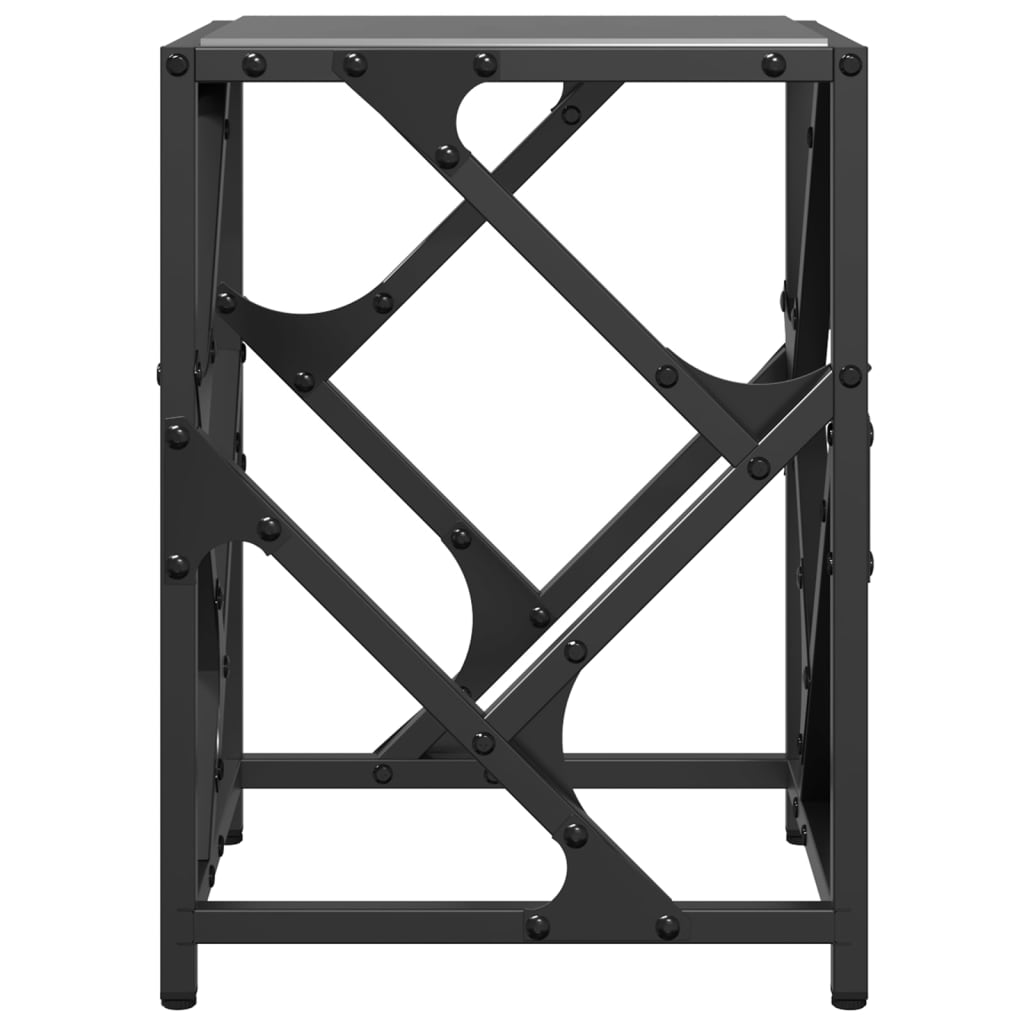 Mesa de centro com topo em vidro preto 30x30x41 cm aço