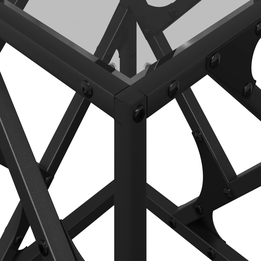 Mesa de centro com topo em vidro preto 30x30x41 cm aço