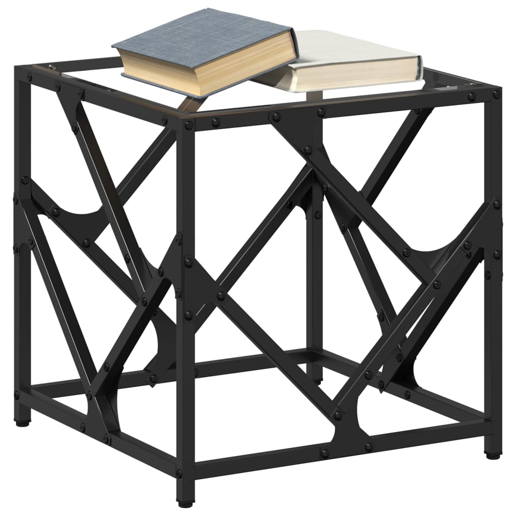 Mesa de centro c/ topo em vidro transparente 40x40x41 cm aço