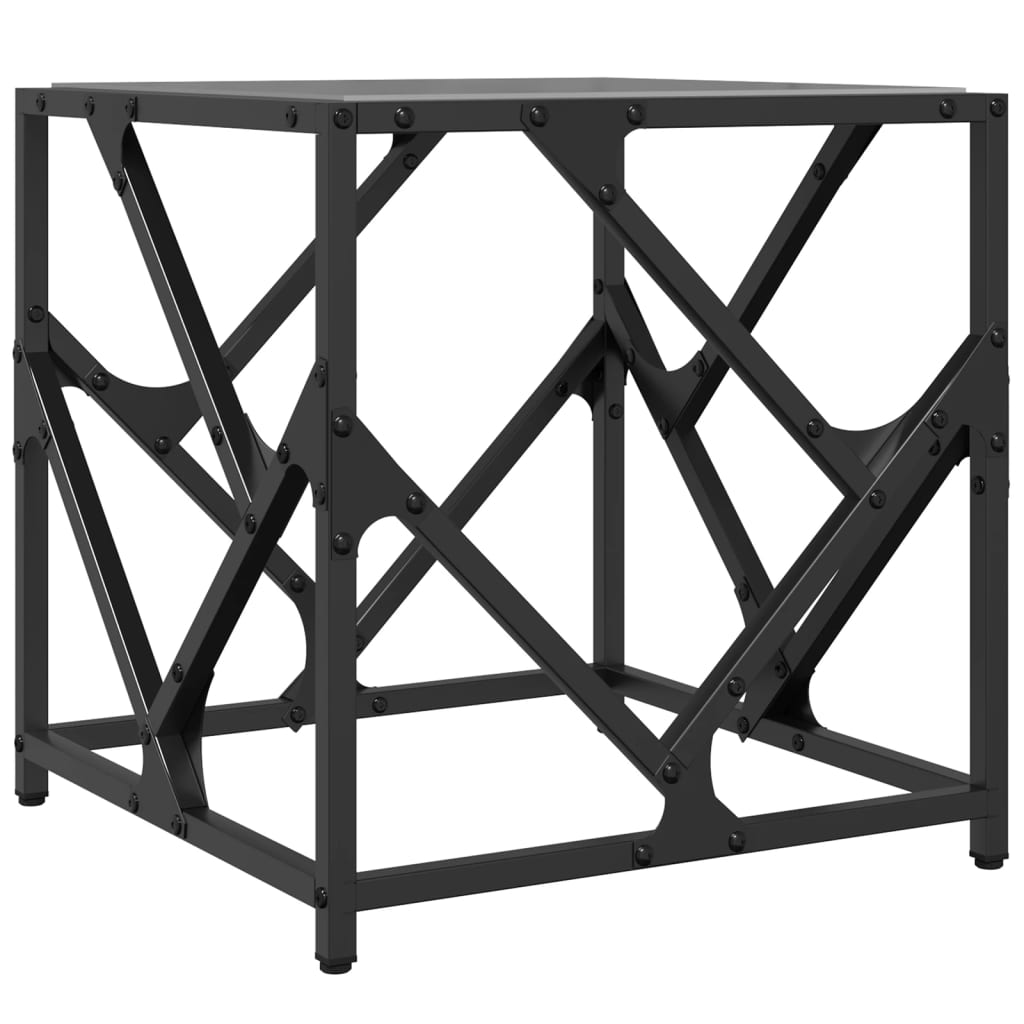 Mesa de centro com topo em vidro preto 40x40x41 cm aço