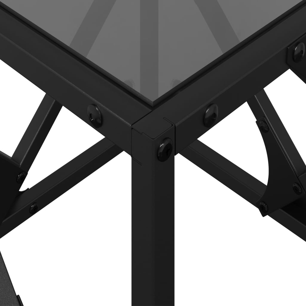 Mesa de centro com topo em vidro preto 40x40x41 cm aço