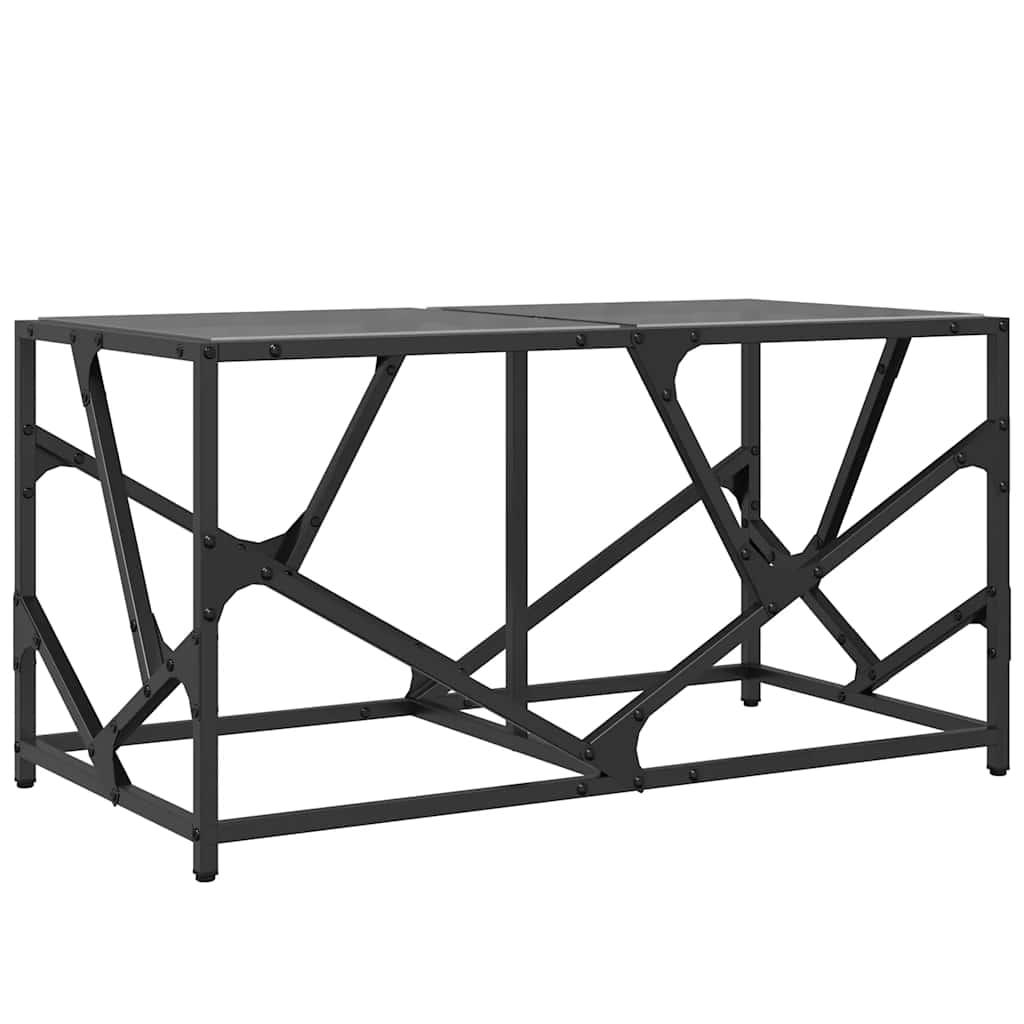 Mesa de centro com topo em vidro preto 78,5x40x41 cm aço