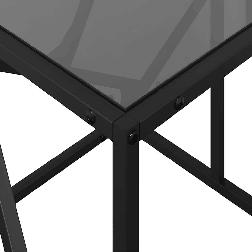 Mesa de centro com topo em vidro preto 78,5x40x41 cm aço