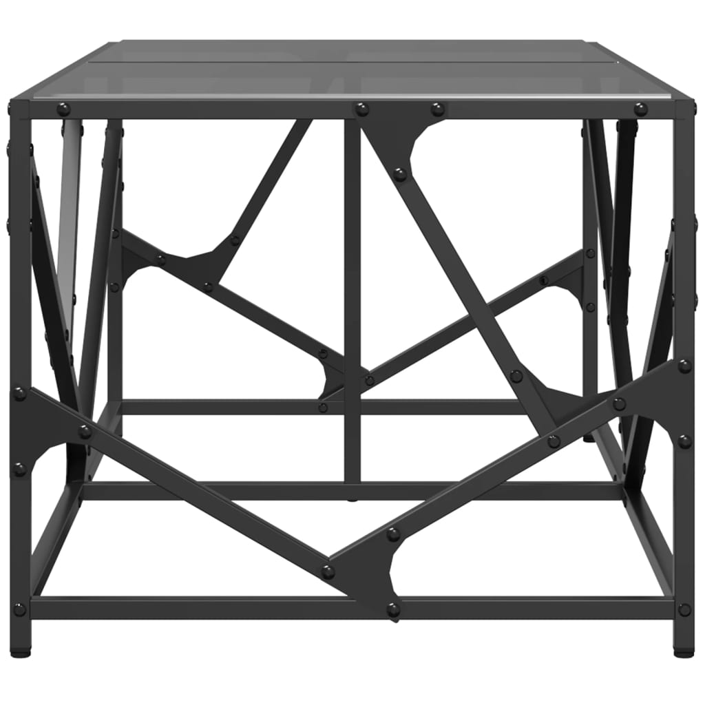 Mesa de centro com topo em vidro preto 98,5x50x41 cm aço