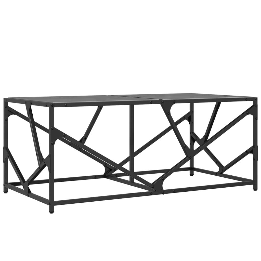 Mesa de centro com topo em vidro preto 98,5x50x41 cm aço