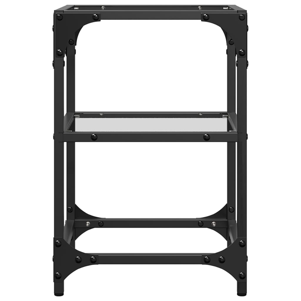 Mesa de centro c/ tampo em vidro transparente 30x30x45 cm aço