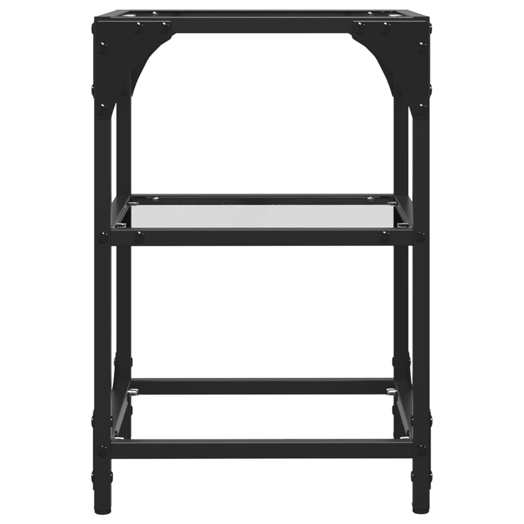 Mesa de centro c/ tampo em vidro transparente 30x30x45 cm aço