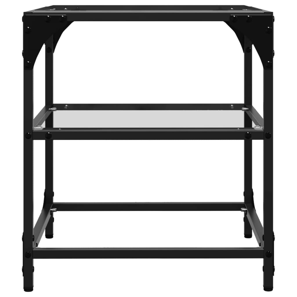 Mesa de centro c/ topo em vidro transparente 40x40x45 cm aço