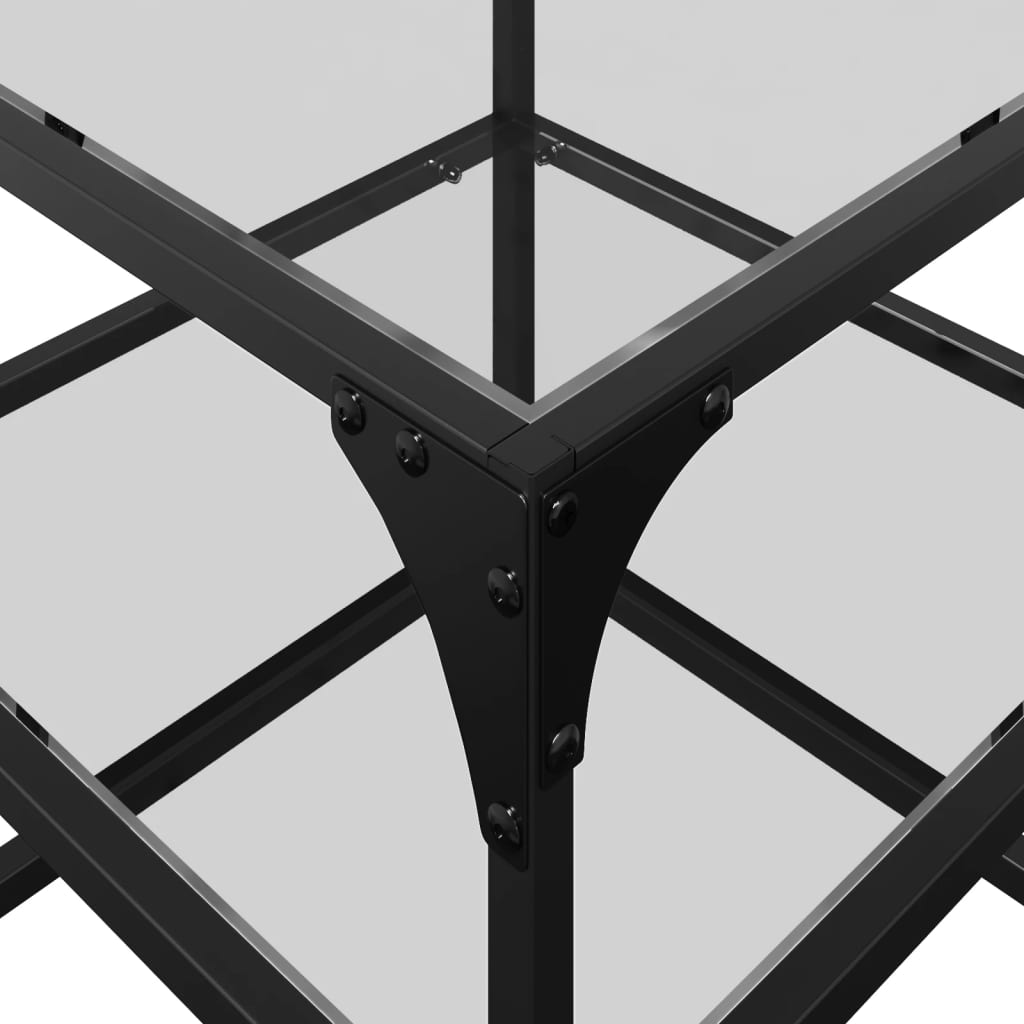 Mesas de centro c/ topo vidro transparente 2 pcs 40x40x45cm aço