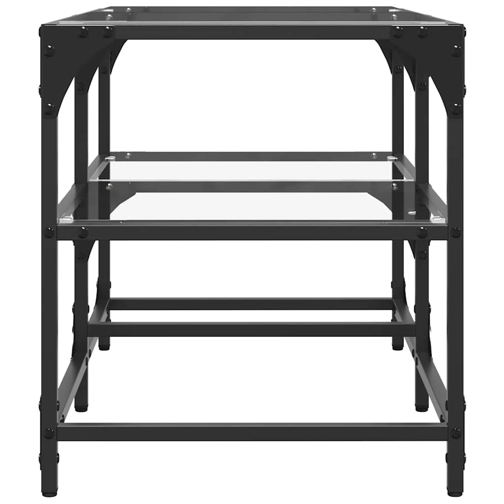 Mesa de centro c/ topo em vidro transparente 78,5x40x45 cm aço