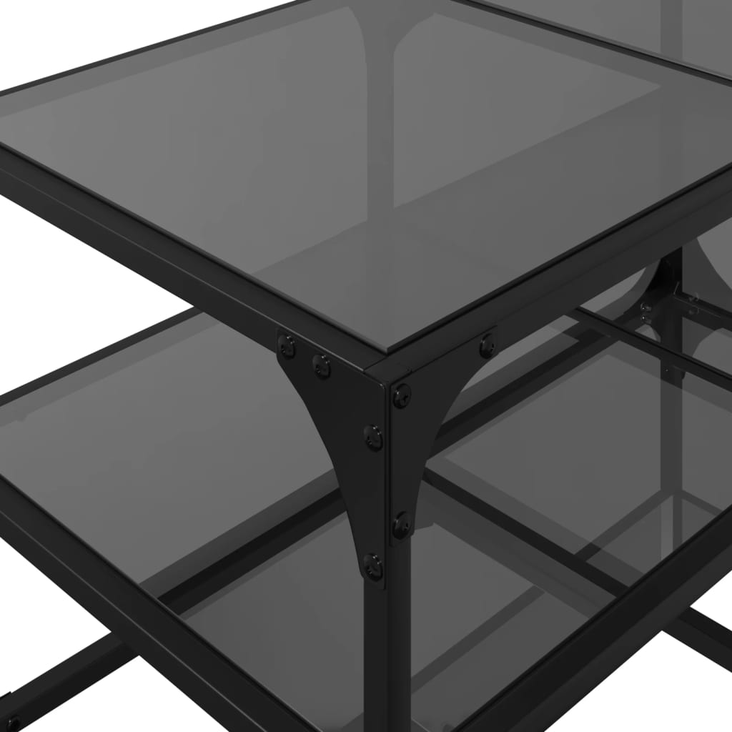 Mesa de centro com topo em vidro preto 78,5x40x45 cm aço
