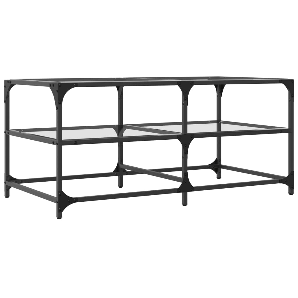 Mesa de centro c/ topo em vidro transparente 98,5x50x45 cm aço