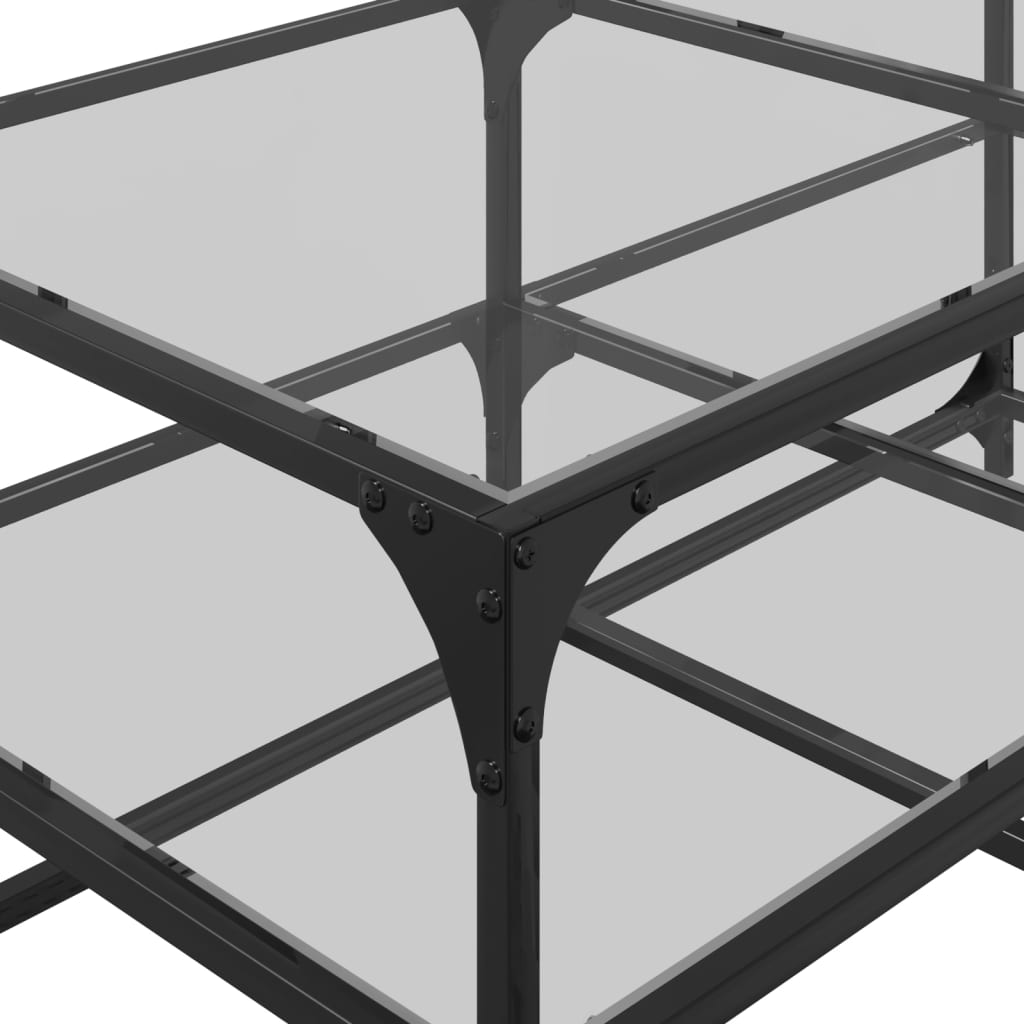 Mesa de centro c/ topo em vidro transparente 98,5x50x45 cm aço