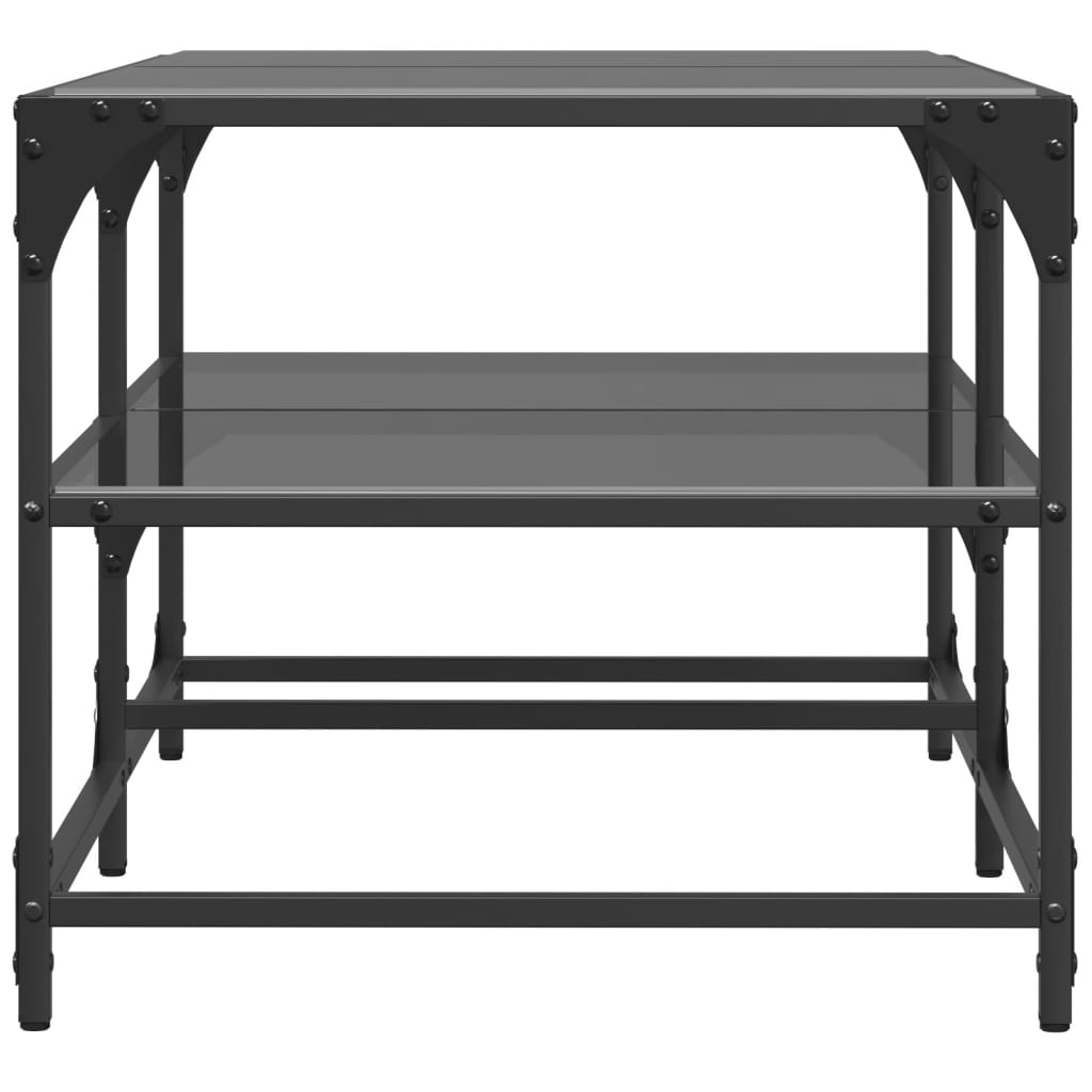 Mesa de centro com topo em vidro preto 98,5x50x45 cm aço