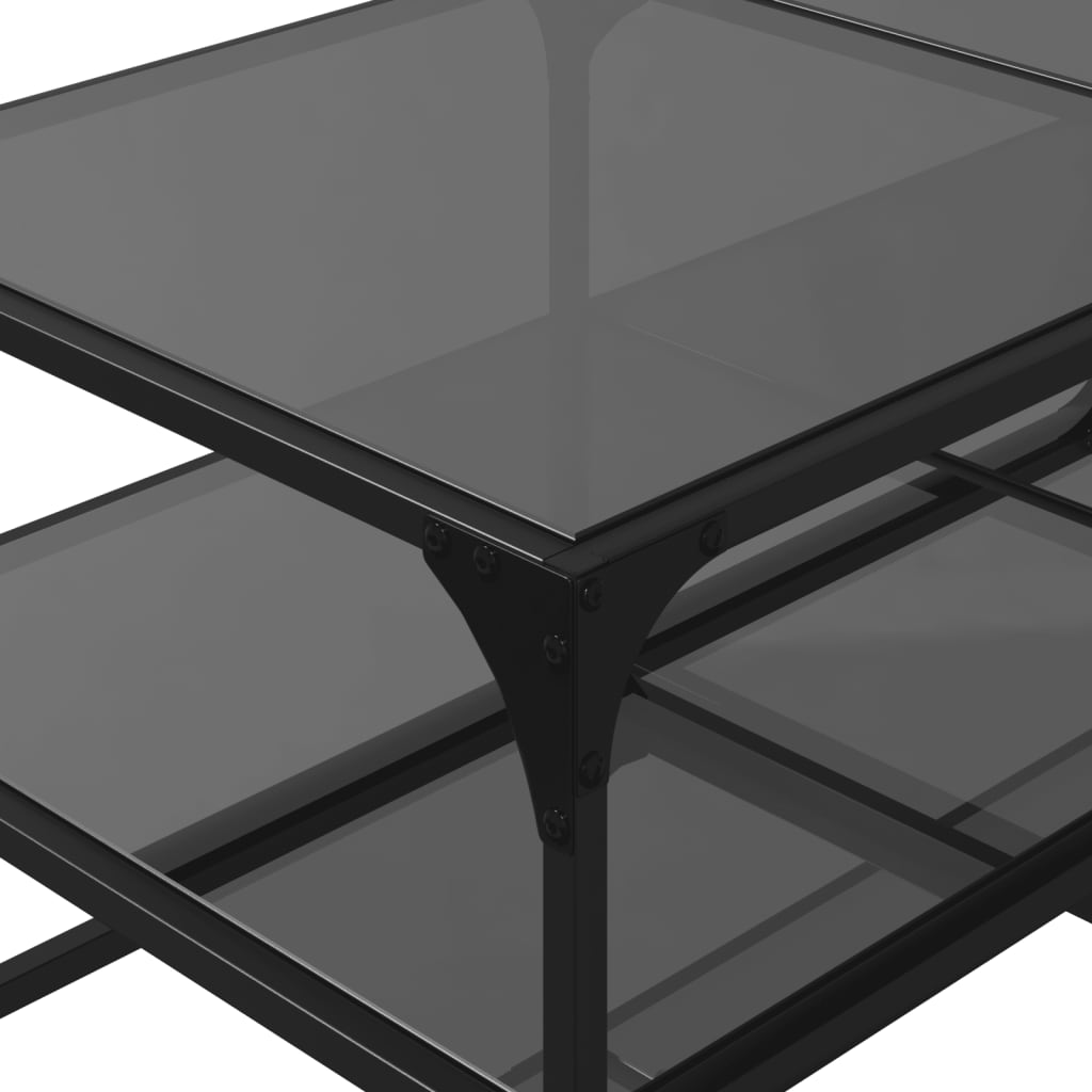 Mesa de centro com topo em vidro preto 98,5x50x45 cm aço