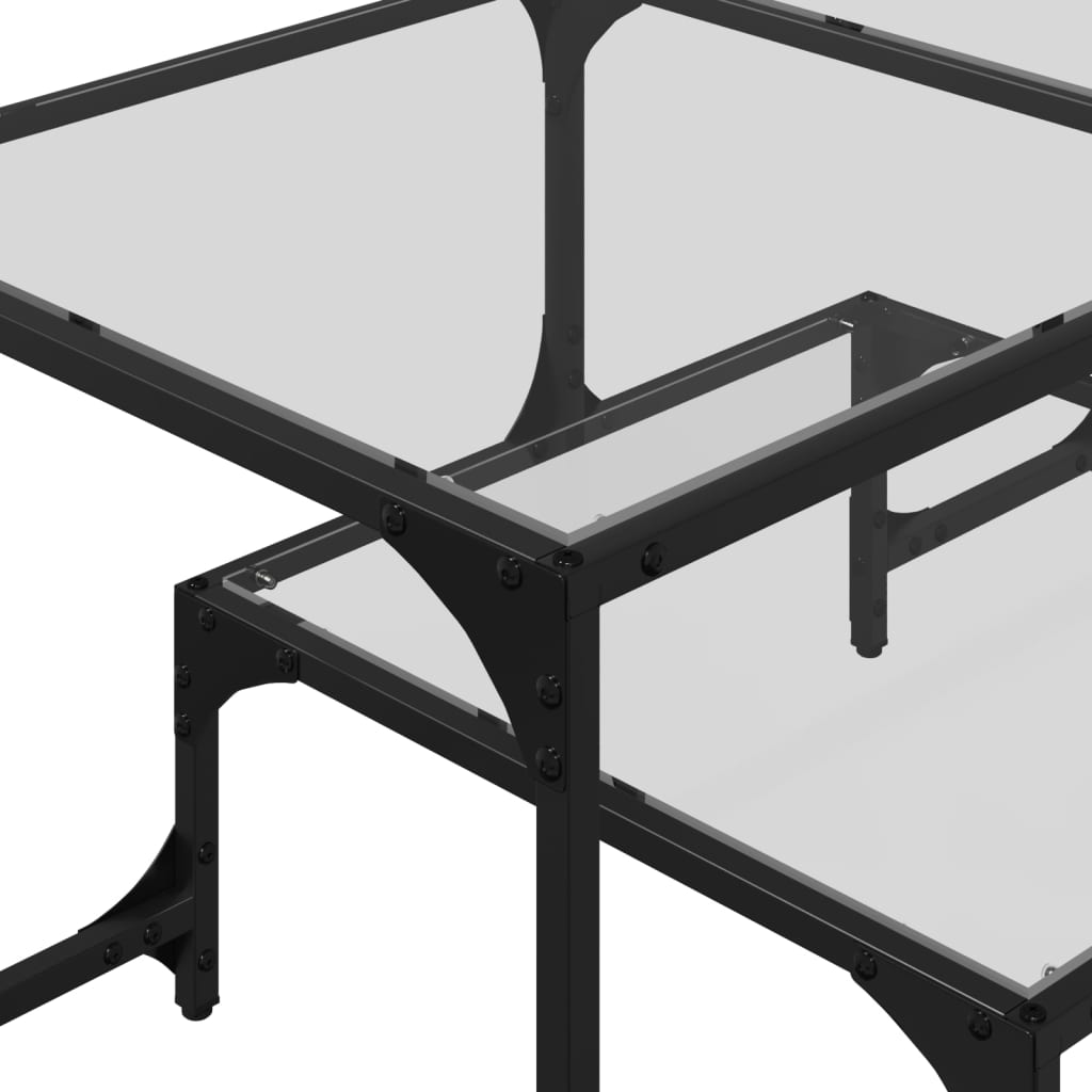 Mesa de centro c/ topo em vidro transparente 98,5x50x45 cm aço