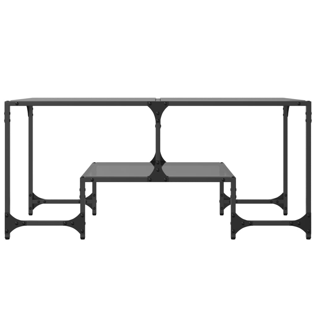 Mesa de centro com topo em vidro preto 98,5x50x45 cm aço