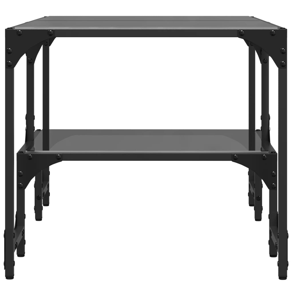 Mesa de centro com topo em vidro preto 98,5x50x45 cm aço