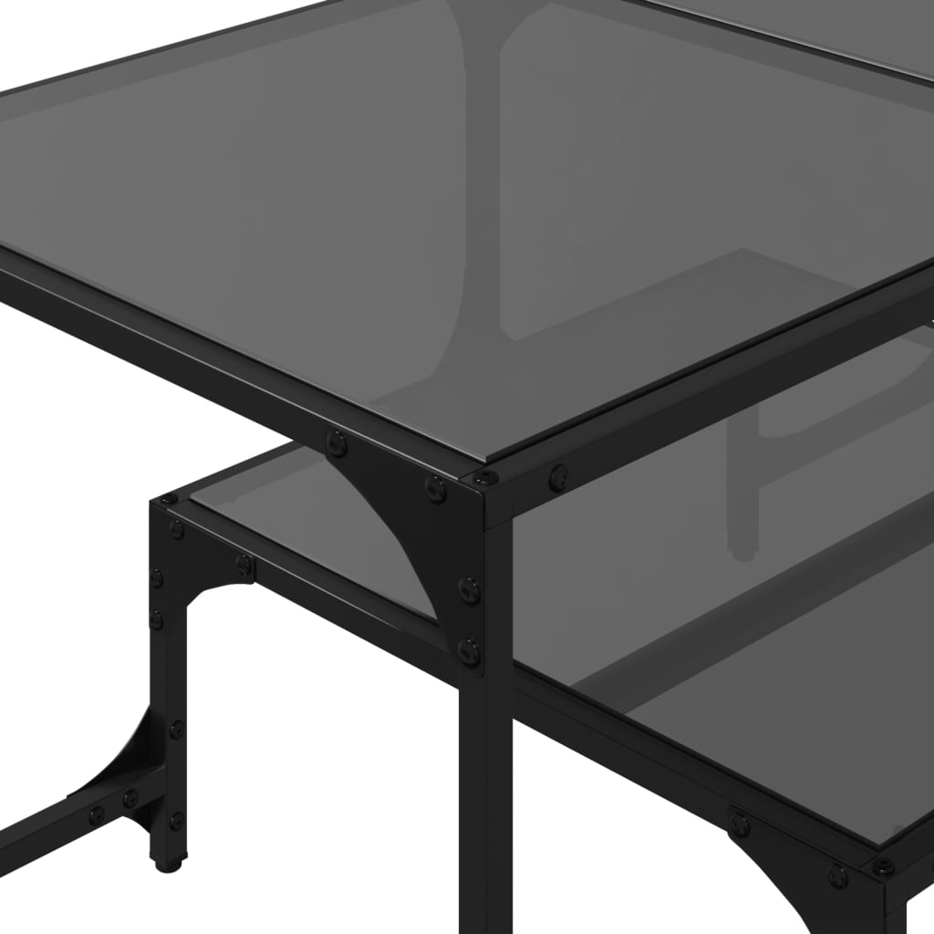 Mesa de centro com topo em vidro preto 98,5x50x45 cm aço